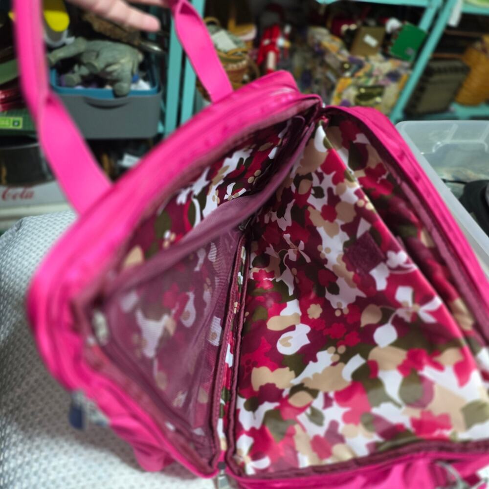 SAMANTHA BROWN PINK SOLID CONVERTIBLE CARRYALL SATCHEL BAG - Picture 6 of 10